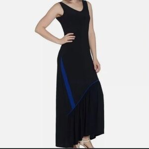 Attitudes by Renee Women's Black Maxi Dress with Blue Detail